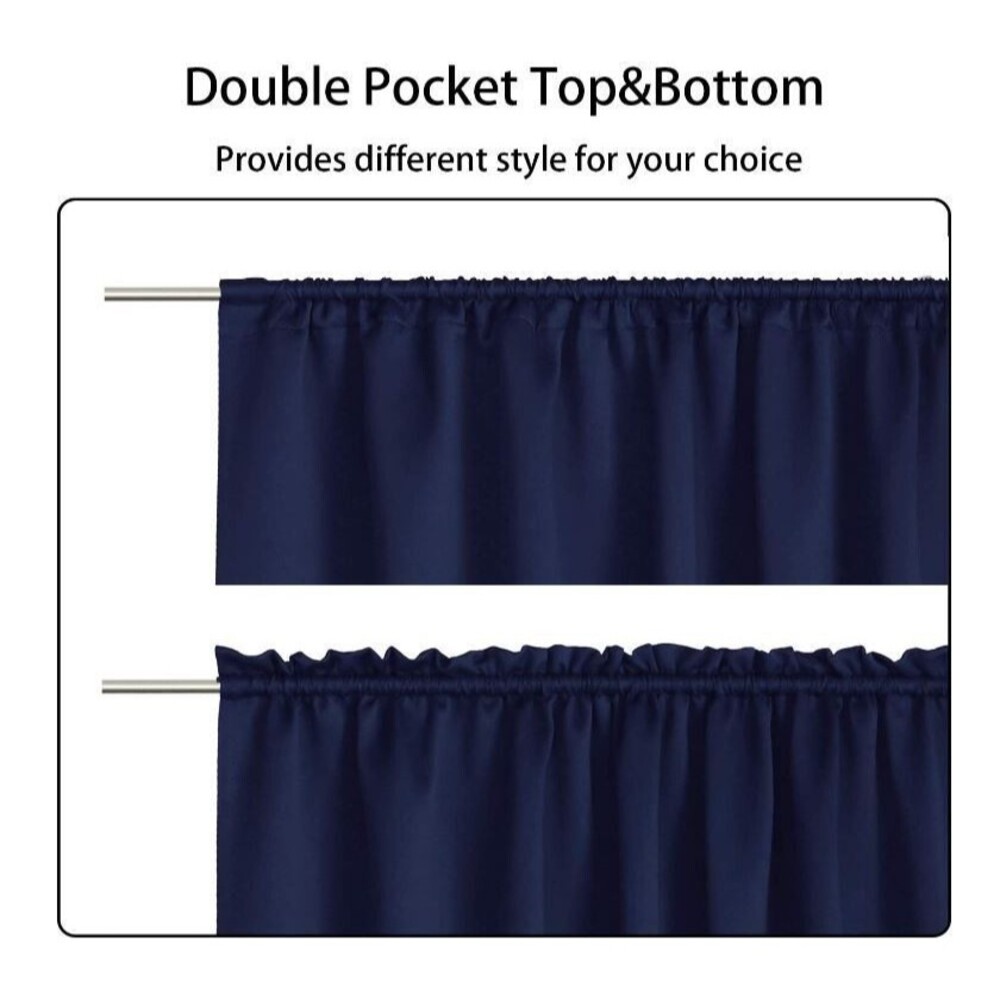 NEW Solid Color Navy Blue Country Farmhouse Door Curtain With Tieback Blackout - Picture 4 of 7